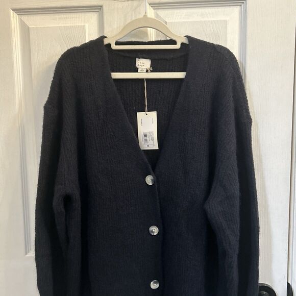 A New Day Women’s Cardigan Sweater Navy Blue Button Front Knit Long Sleeve M NWT - Picture 5 of 16